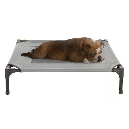 Pet Adobe Elevated Portable Pet Bed Cot-Style 30 inx24 inx7 in for Dogs and Small Pets, Indoor/Outdoor Gray 302425FGG